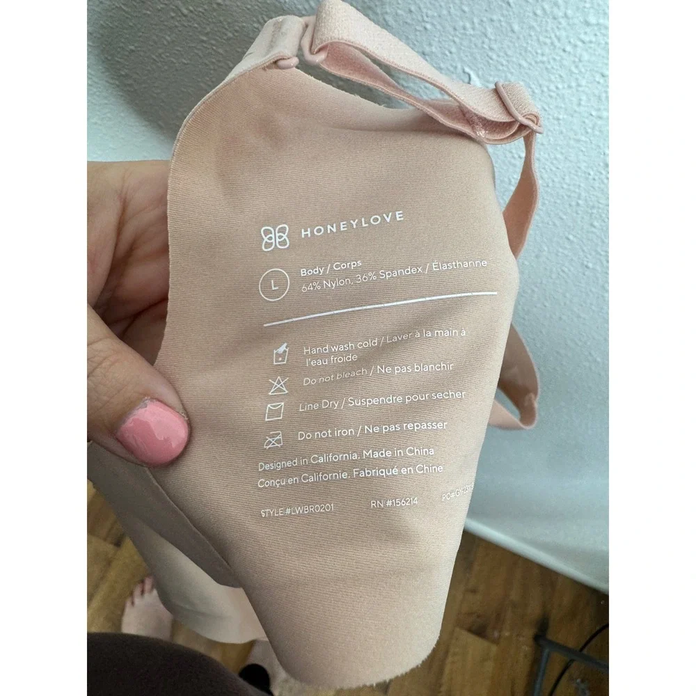 Honeylove Silhouette Bra Peach Nude‎ Seamless Wire-Free LWBRO201 Womens Large
